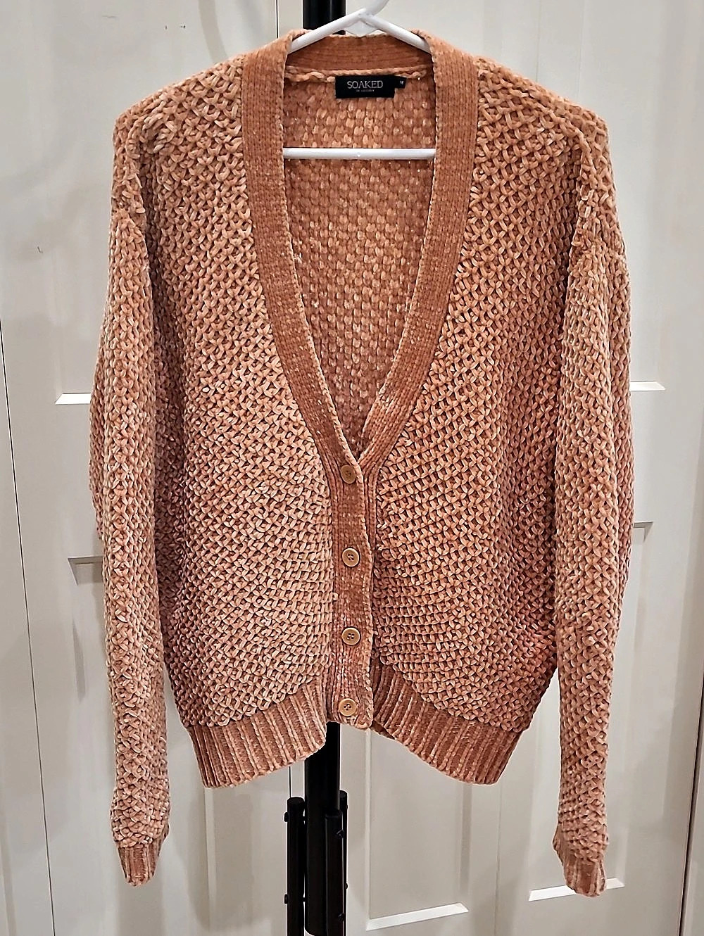 Soaked in Luxury SLSpina Cardigan Textured Knit Orange Size Medium